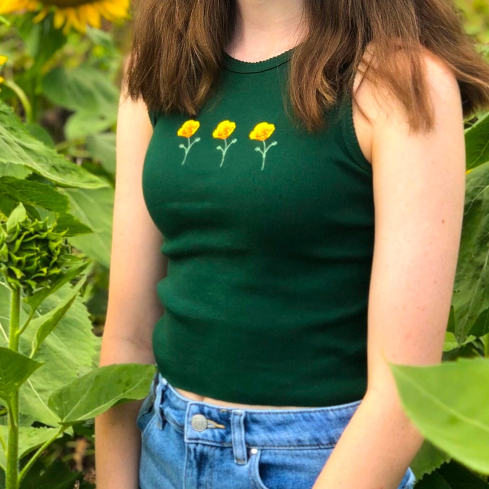 John galt tank top with embroidered flowers